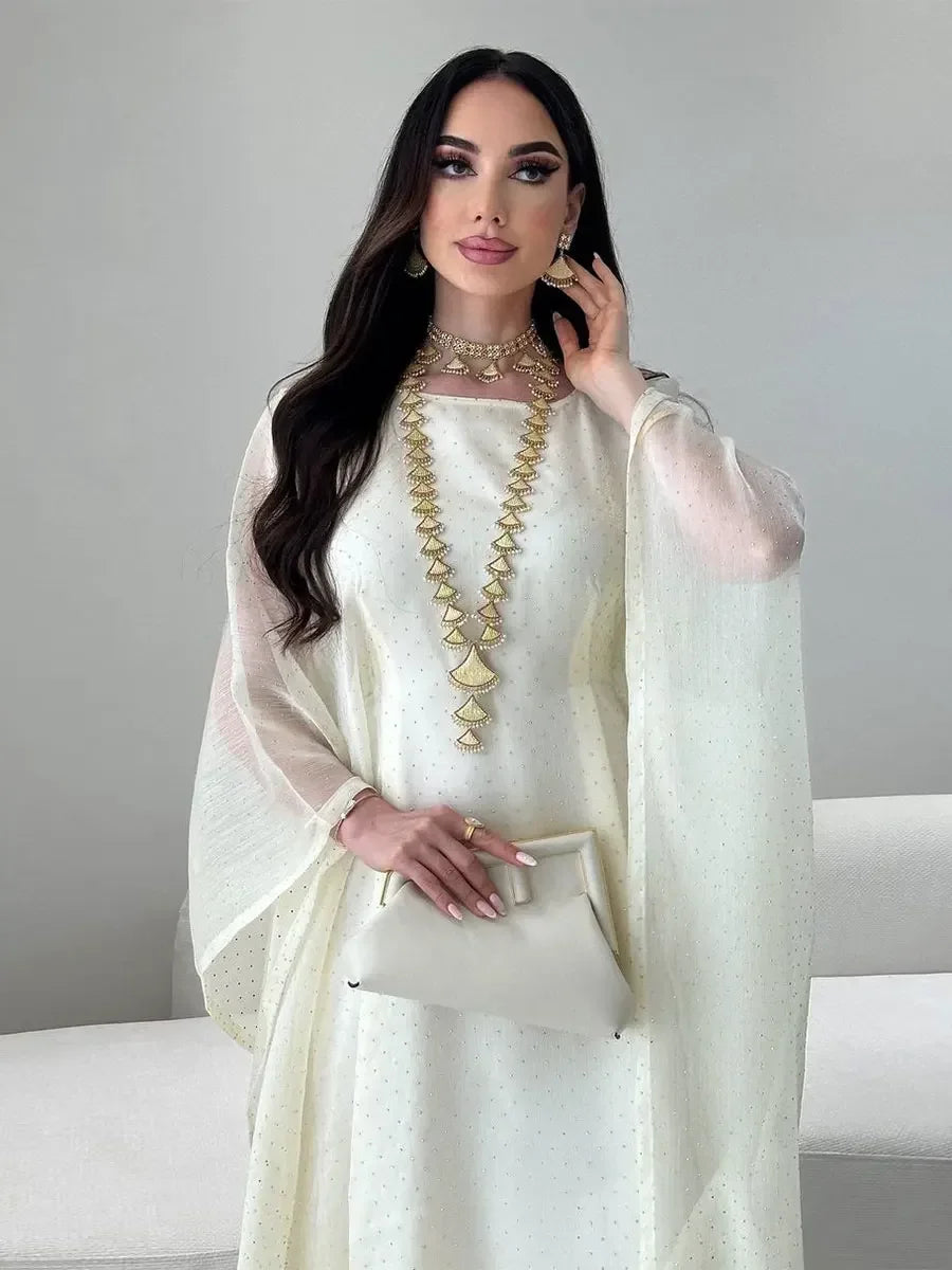 Ramadan Dubai Elegant cock abaya Polka Dot Dresses Long Dolman Sleeve For Muslim Women's Brief Kaftan