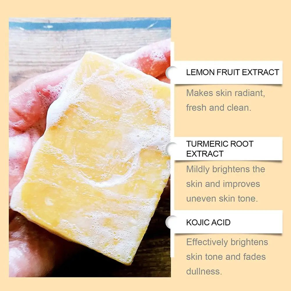 100g Turmeric Hand Made Soap Lemon Kojic Acid Shower and Facial Soap Body Cleansers Brightening Face Soap Tender Skin Care