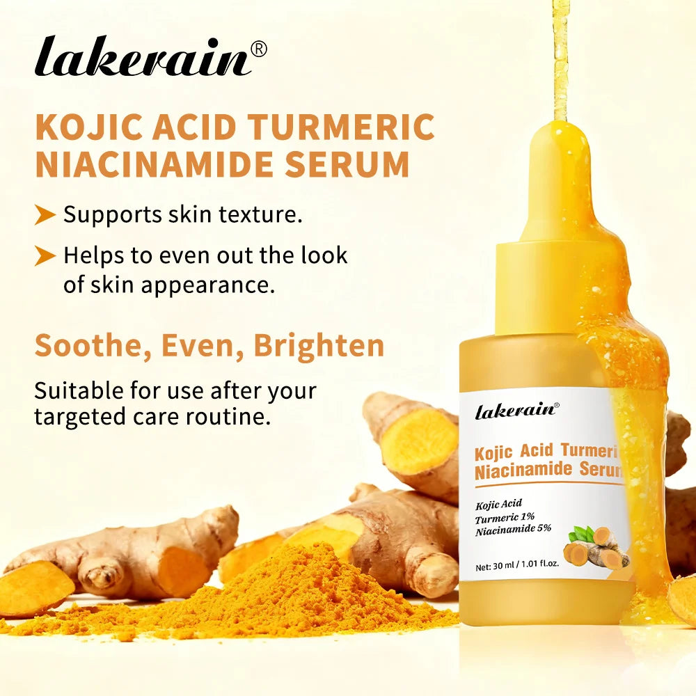 Kojic Acid Turmeric Niacinamide Serum Precise Dropper Design Deep Moisturizing Soothe Skin Brighten Skin Tone Facial Care