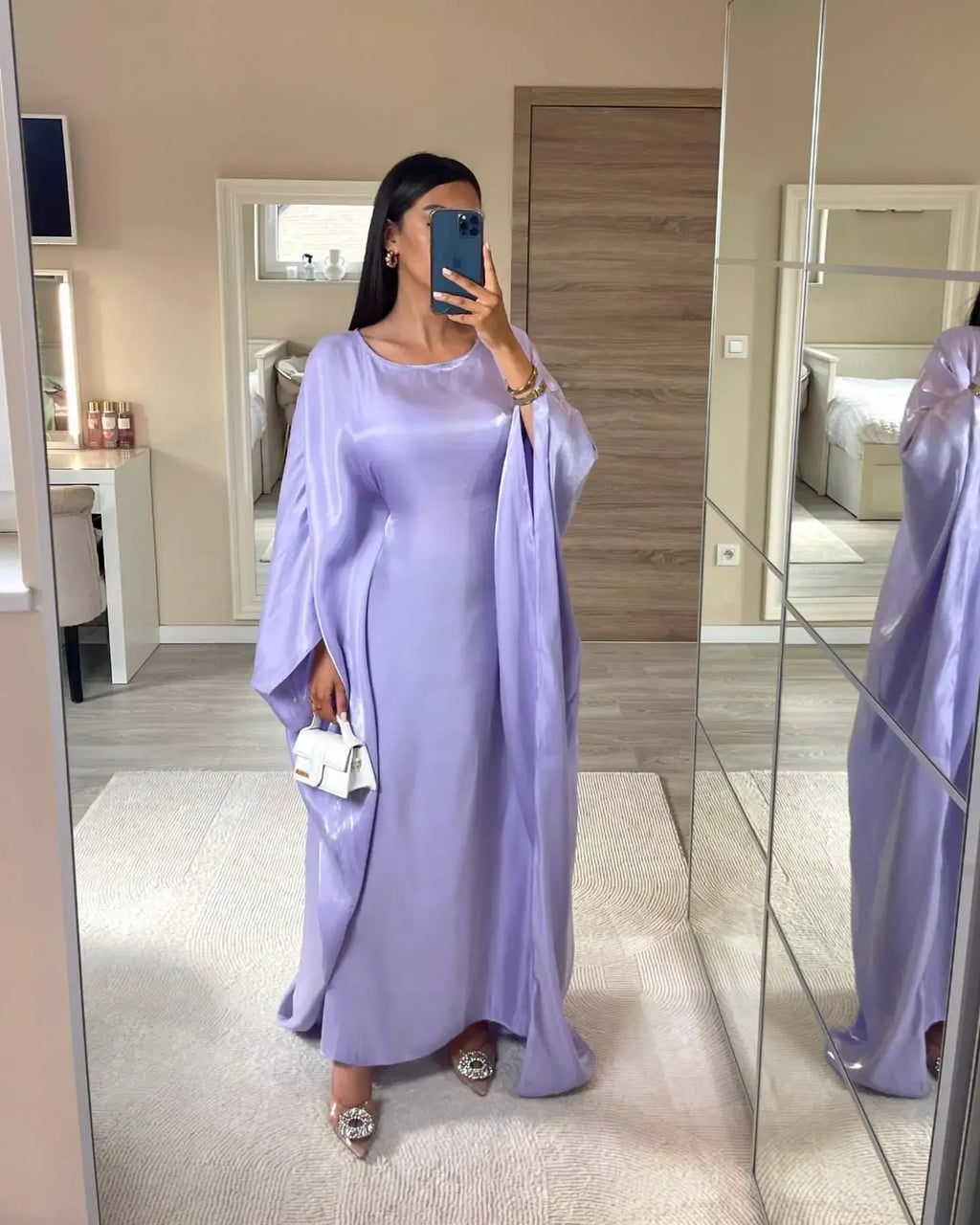 Femme Musulman Shiny Abayas for Women Muslim Prayer Dress Dubai Turkey Kaftan Eid Djellaba Saudi Arabic Robe Islam Jalabiya Gown