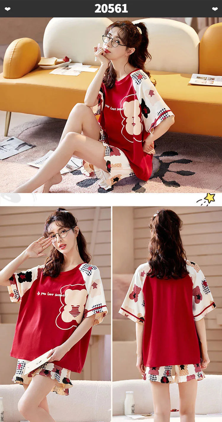 Spring Summer Pure Cotton Womens Pajama Sets Sexy Black Nightwear Casual Pyjama Long Pants Sleepwear Suits Homewear Fashion
