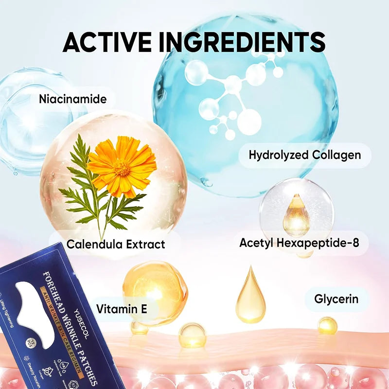 12Pcs Collagen Forehead Skin Care Patches Smoothing Fine Frown Lines Wrinkles Treatment High Quality Natural Material