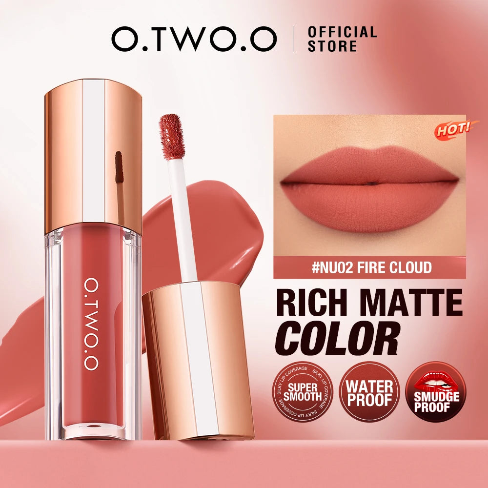 O.TWO.O Lipstick Lip Tint Matte 24H Stay Color-Locking Ultra-Lasting  Waterproof Transfer-Proof Glossy Satin Lip Glaze Makeup
