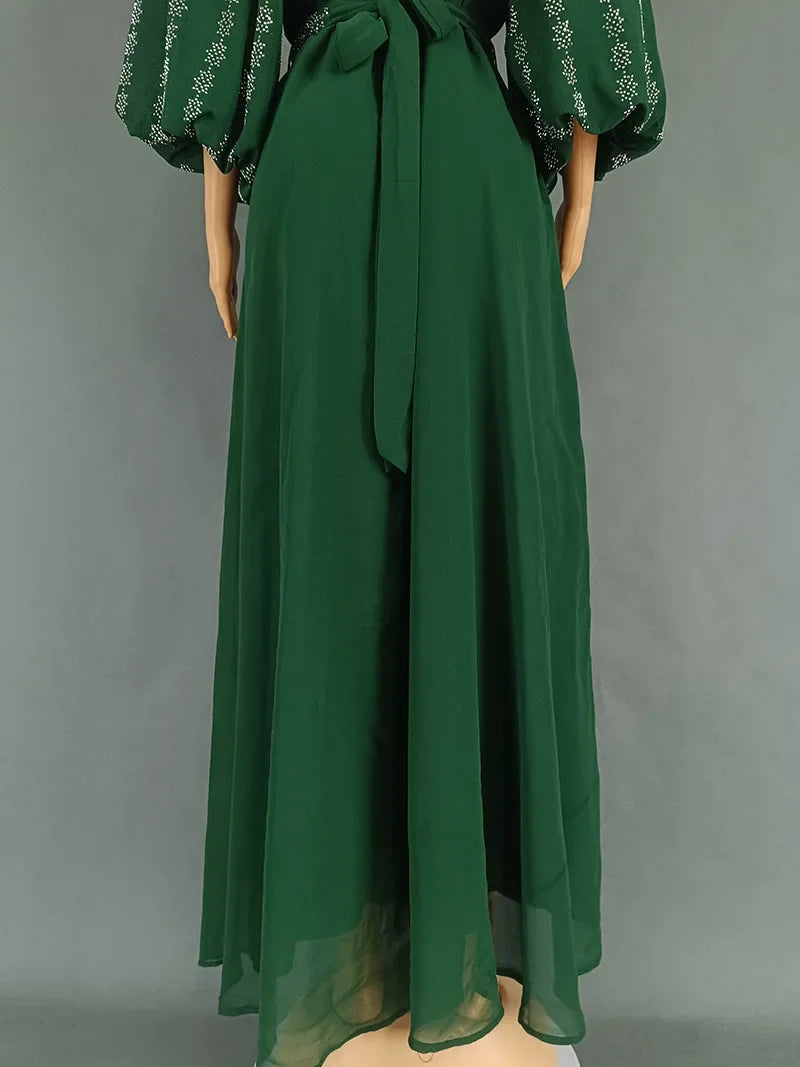 Muslim Dress Muslim Party Evening Dresses for Women Summer Muslim Half Sleeve O-neck Long Maxi Dress Gowns Kaftan Abaya Dubai