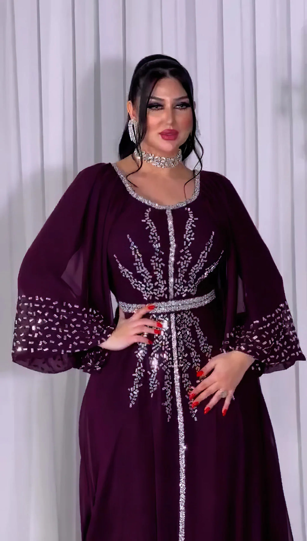New 2025 Chiffon Diamonds Abayas for Women Luxury Dubai Abaya Turkey Kaftan Muslim Dress Djellaba Jalabiya Caftan Marocain Femme