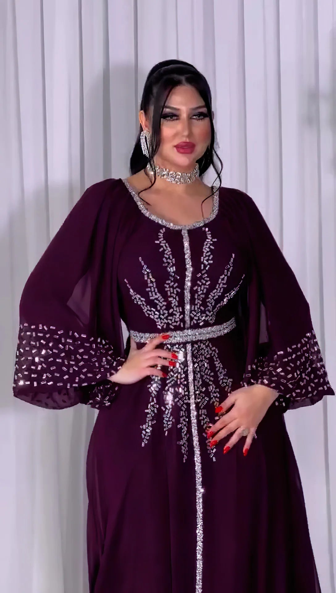 New 2025 Chiffon Diamonds Abayas for Women Luxury Dubai Abaya Turkey Kaftan Muslim Dress Djellaba Jalabiya Caftan Marocain Femme
