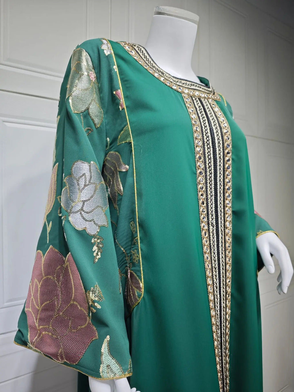 Muslim Women Sequin Embroidery Maxi Dress Dubai Abaya Turkey Kaftan Eid Djellaba Islam Jalabiya Robe Caftan Marocain Femme 2025