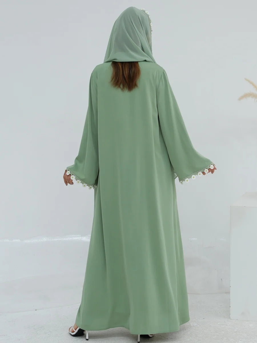 Muslim Women Türkiye Dubai Abaya Luxury embroidery Flower Kimono Cardigan Long Dress Modest Kaftan Robe Femme Islam Clothing