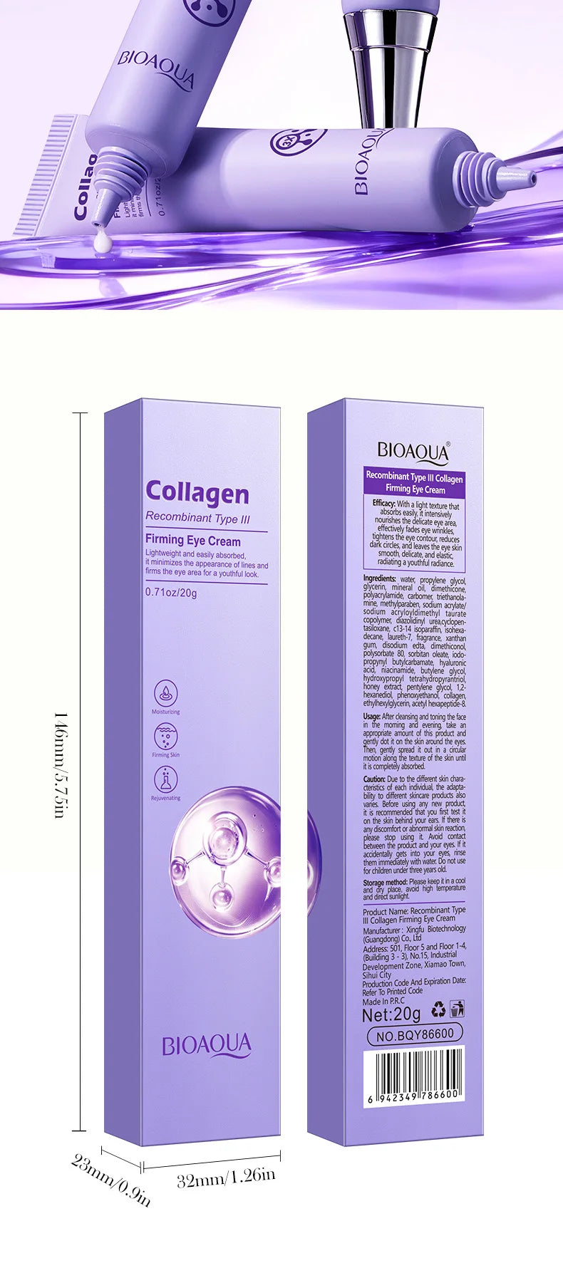 Instant Eye Bag Removal Cream Retinol Anti-Wrinkle Lifting Firming Fade Fine Lines Anti Dark Circle Puffiness Brighten Eye Care