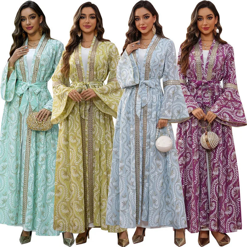 2PCS Muslim Women Dress Dubai Abaya Kaftan Turkey Embroidery Jalabiya African Party Gown Arab Robe Islam Clothing Kebaya Caftan