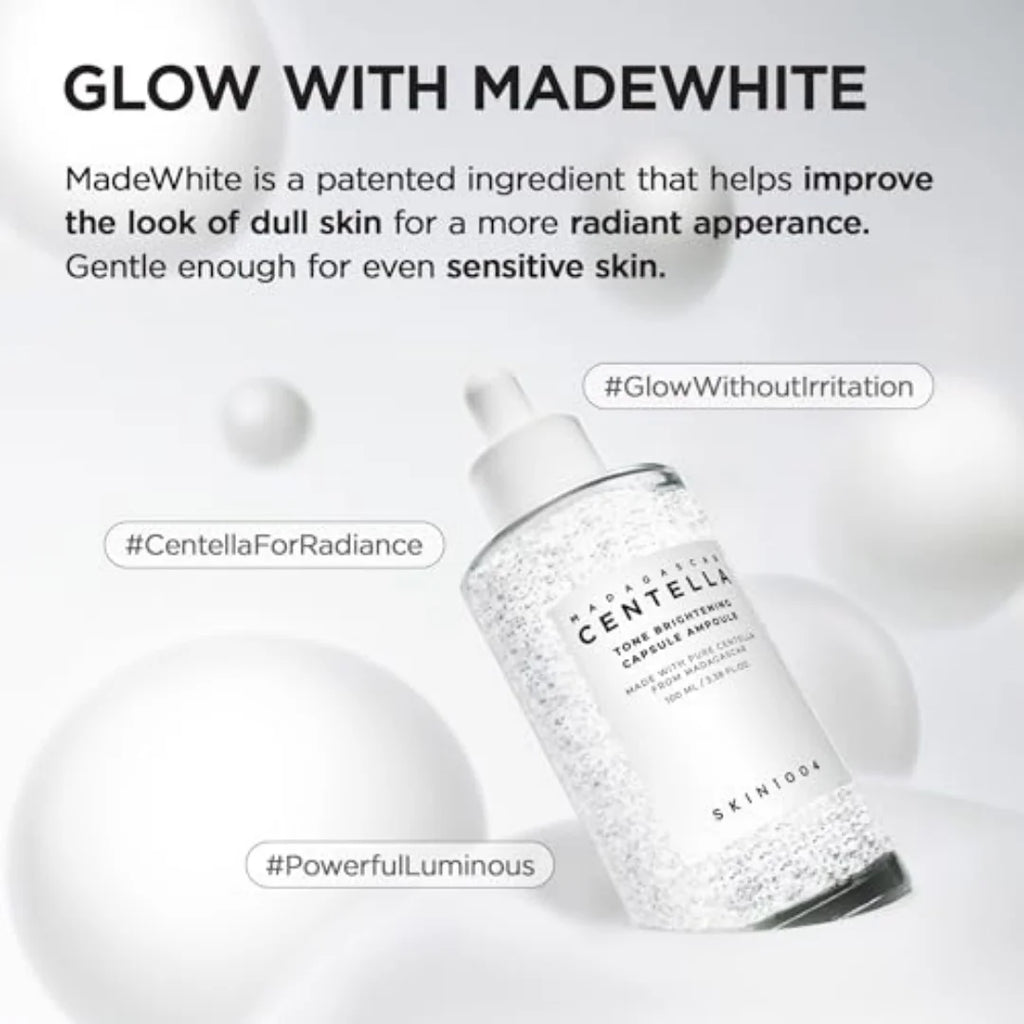 SKIN1004 Madagascar Centella Tone Brightening Capsule Ampoule Korean Hydrating Face Serum for Unevne Skin Tone Korean Skin Care