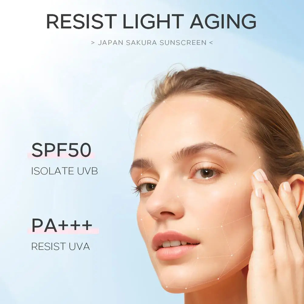Japan Sakura Sunscreen Cream Protector Facial Sun Block Spf50 Isolation Lotion Cream Cherry Blossom Refreshing Facial Sun Lotion