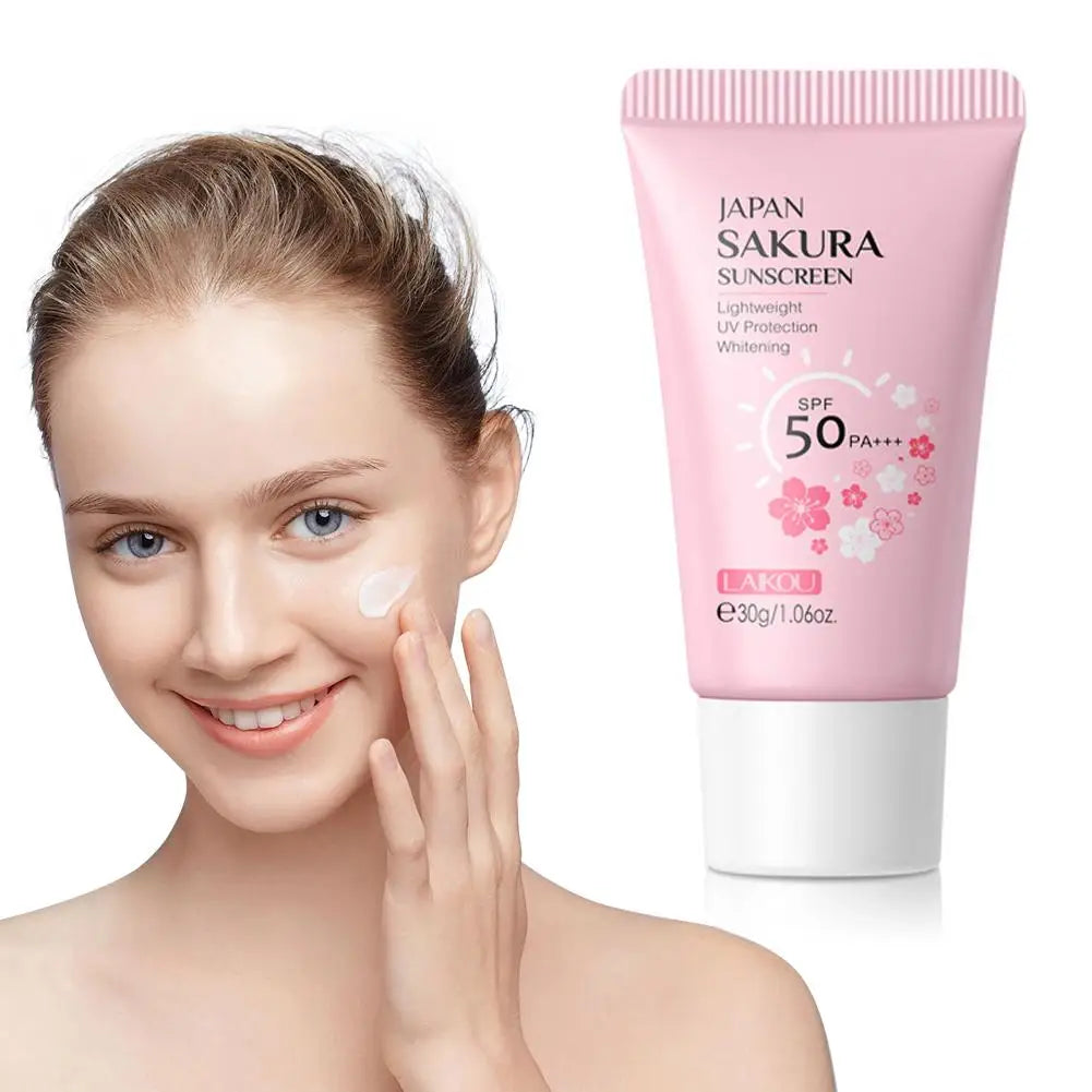 Japan Sakura Sunscreen Cream Protector Facial Sun Block Spf50 Isolation Lotion Cream Cherry Blossom Refreshing Facial Sun Lotion