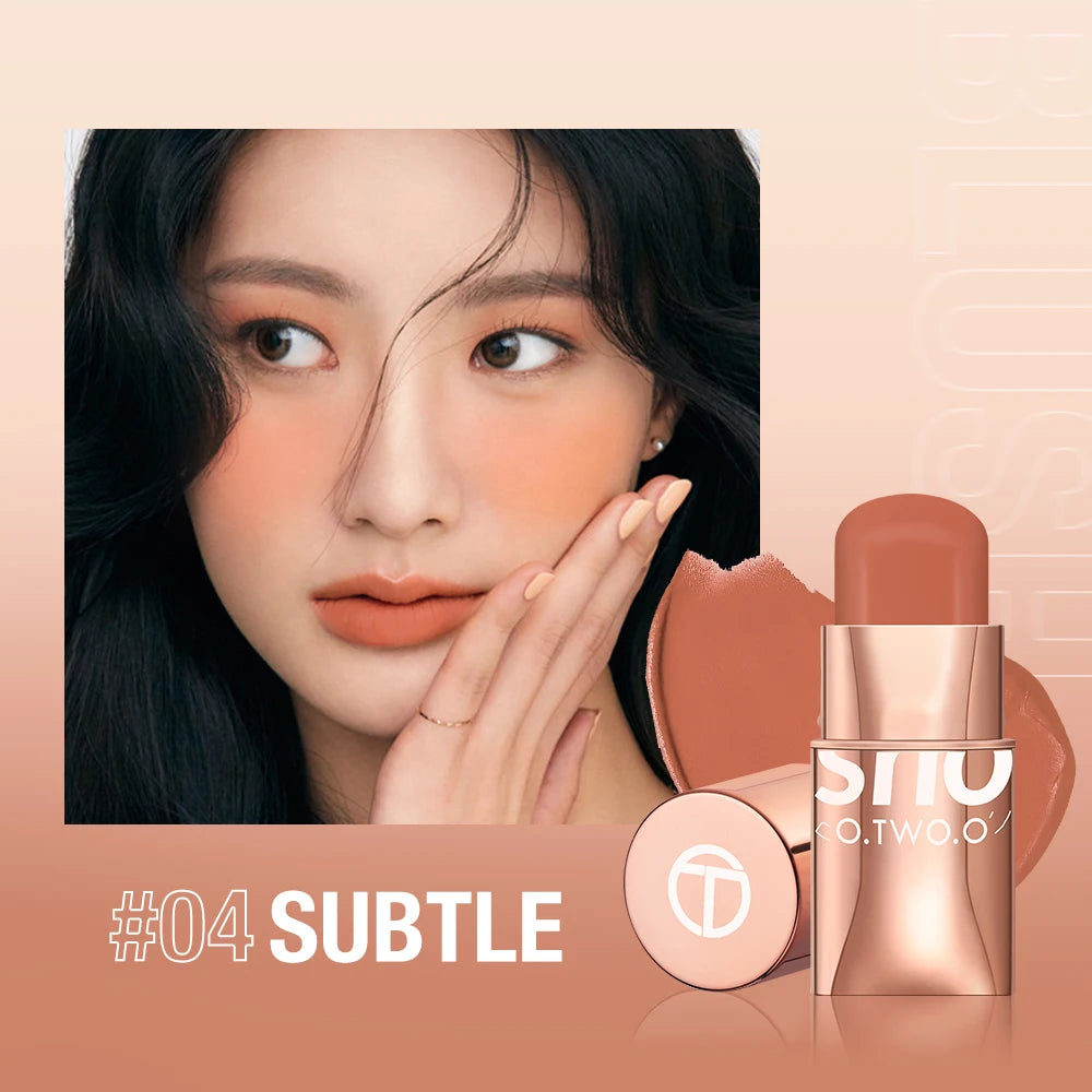 O.TWO.O Blush Makeup Stick High Pigmented Blusher Cream Sticks Waterproof Long-lasting Lip Cheek Eyess Cosmetics for Women