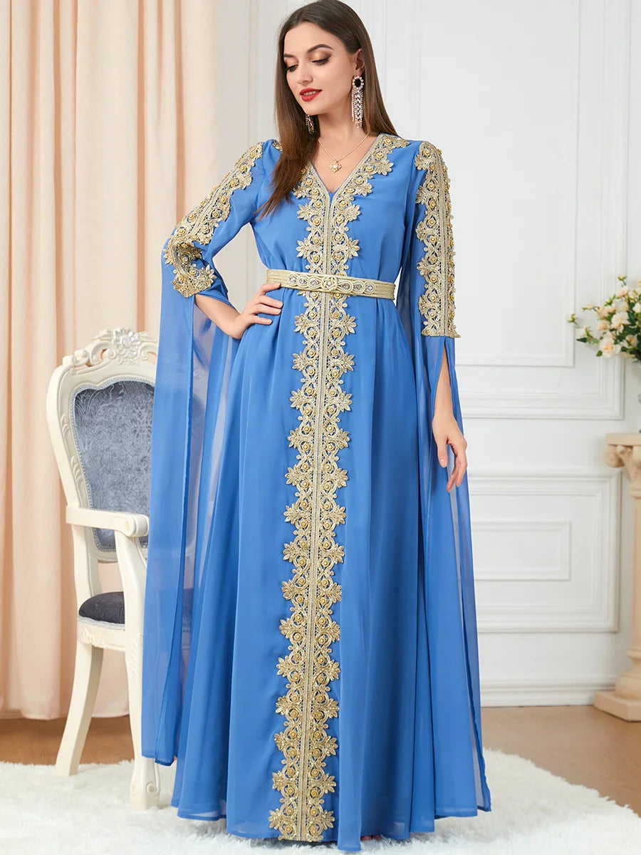Autumn Morocco Dress Muslim Women Abaya Party Dresses Long Sleeve Abayas Dubai Turkey Islam Kaftan Robe Longue Vestidos Largos