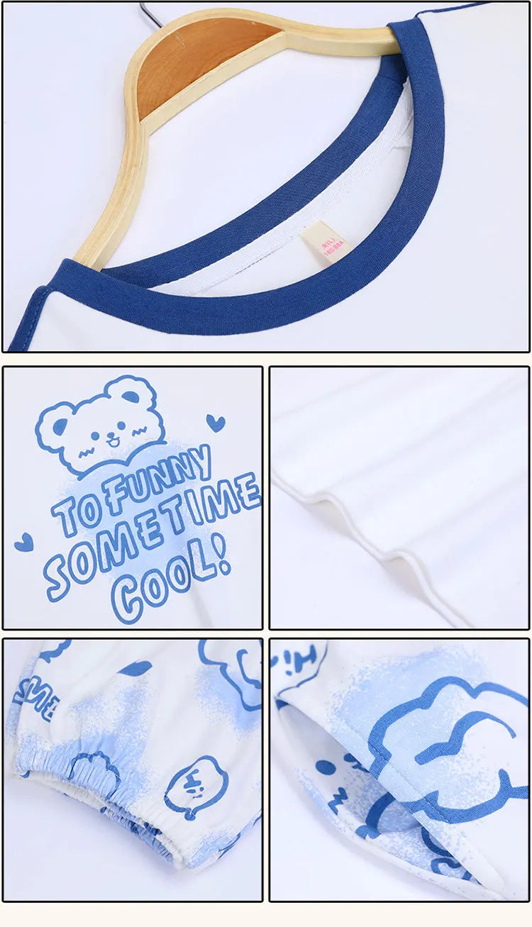 Spring Summer Pure Cotton Womens Pajama Sets Sexy Black Nightwear Casual Pyjama Long Pants Sleepwear Suits Homewear Fashion