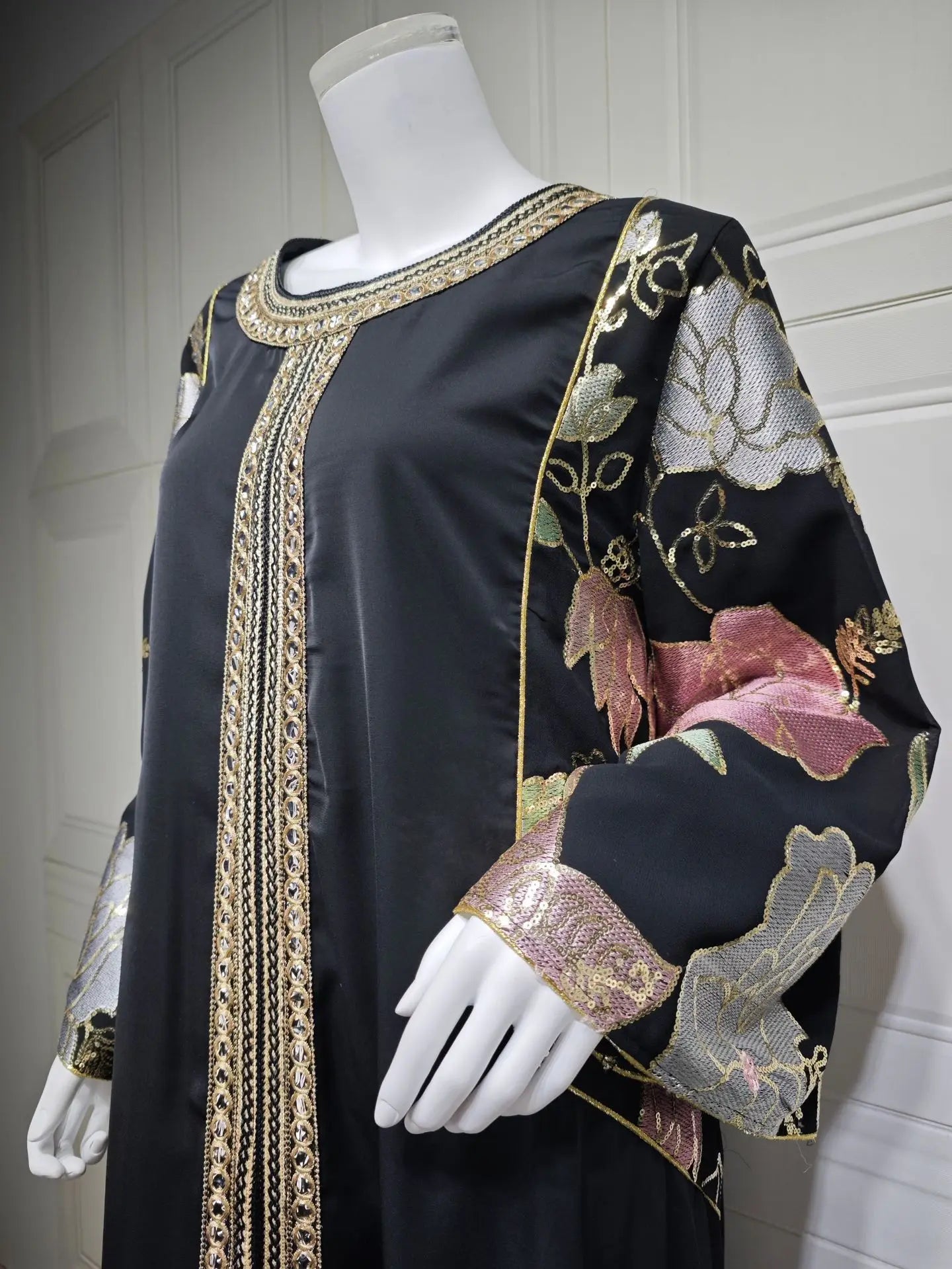 Muslim Women Sequin Embroidery Maxi Dress Dubai Abaya Turkey Kaftan Eid Djellaba Islam Jalabiya Robe Caftan Marocain Femme 2025