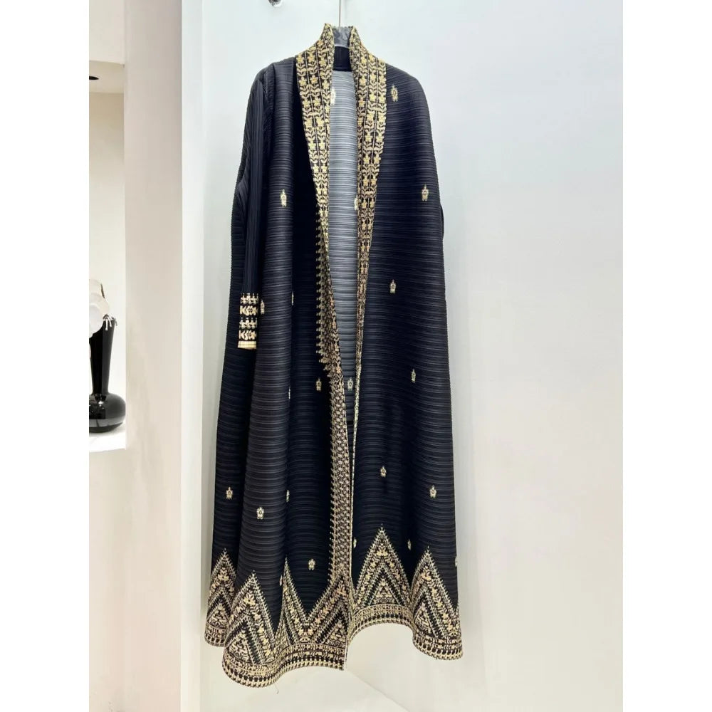 Eid Muslim Dress for Women Abaya Ramadan Print Pleated Cardigan Jalabiya Party Long Robe Morocco Dubai Kaftan Vestidos Largos