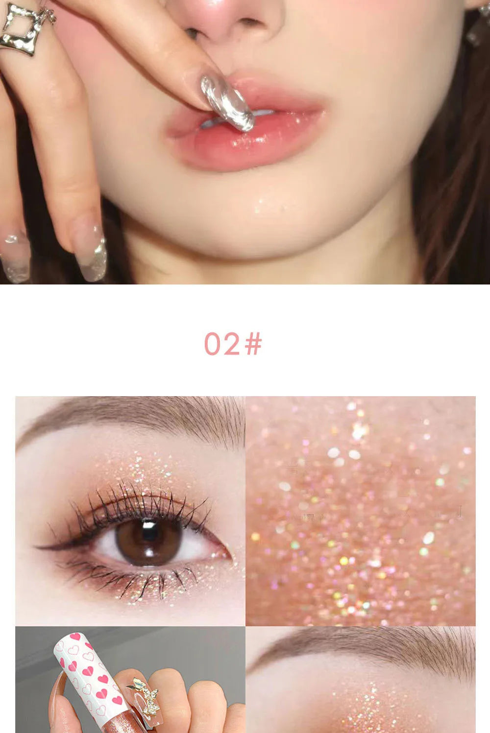 6 Colors Glitter Liquid Eyeshadow Waterproof Pearlescent Shiny Eye Shadow Highlighter Sequins Lying Silkworm Makeup Beauty Tool