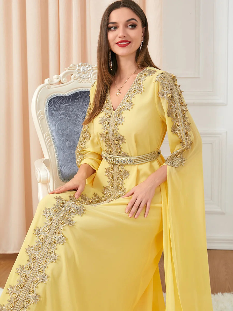 Autumn Morocco Dress Muslim Women Abaya Party Dresses Long Sleeve Abayas Dubai Turkey Islam Kaftan Robe Longue Vestidos Largos
