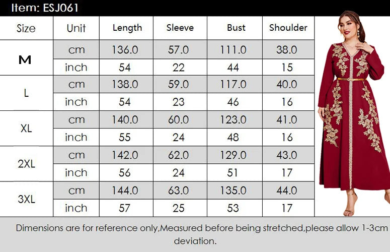 Women Fashion Muslim Embroidery Maxi Dress Belted Kaftan Marocain Abaya Dubai Gown Turkey Femme Caftan Ramadan Eid Jalabiya Robe