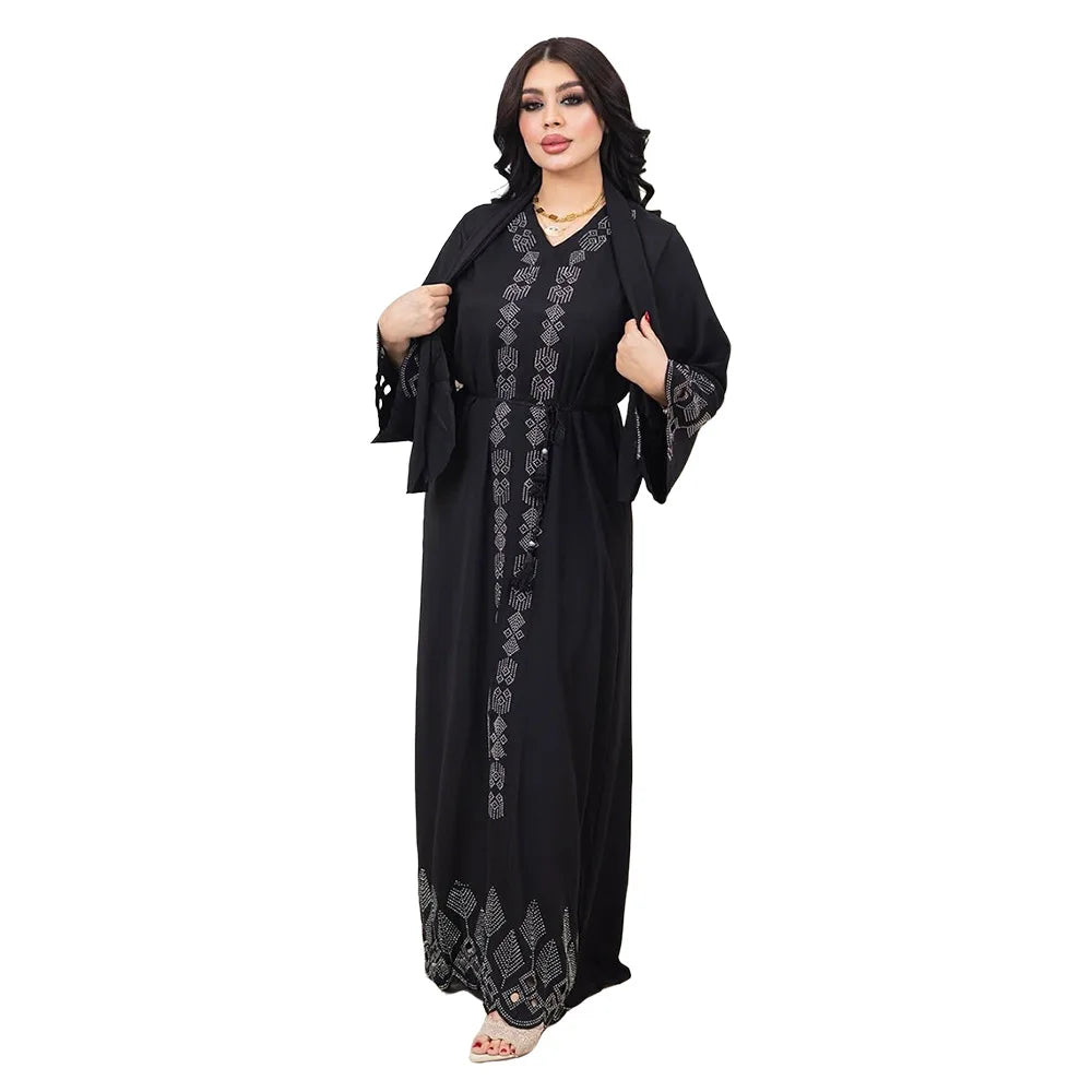 Elegant Dubai Luxury Diamonds Abaya Women Muslim Evening Party Dress Turkey Kaftan Eid Djellaba Ramadan Islam Jalabiya Vestidos
