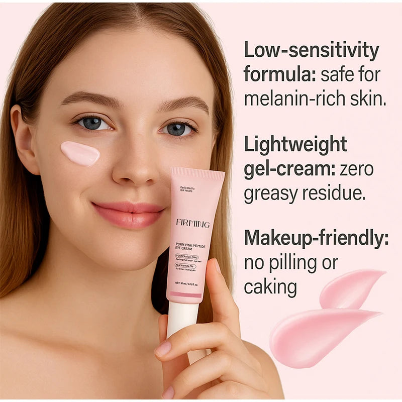 Korean PDRN Pink Peptide Eye Cream,Eye Contour Skin Firming Lifting Hydrating Brightening Care,Fade Fine Lines and Dark Circles