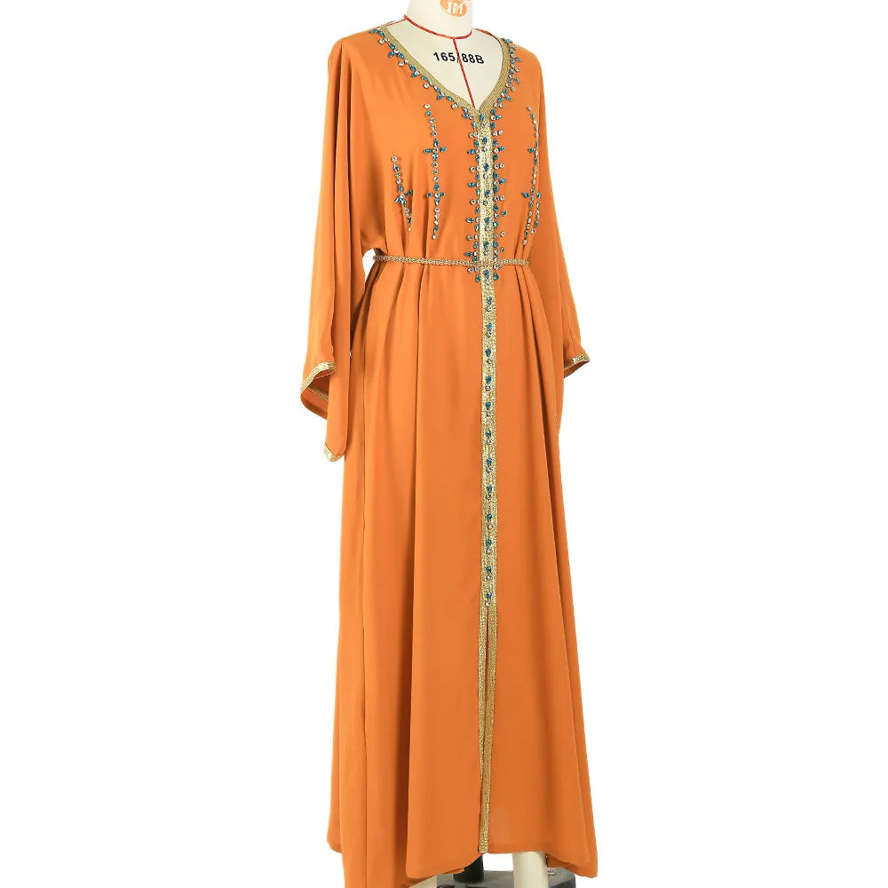 Luxury Diamond Party Dress for Women Robe Muslim Evening Abaya Arab Oman Dubai Moroccan Pakistan Jalabiya Caftan Ramadan Vestido