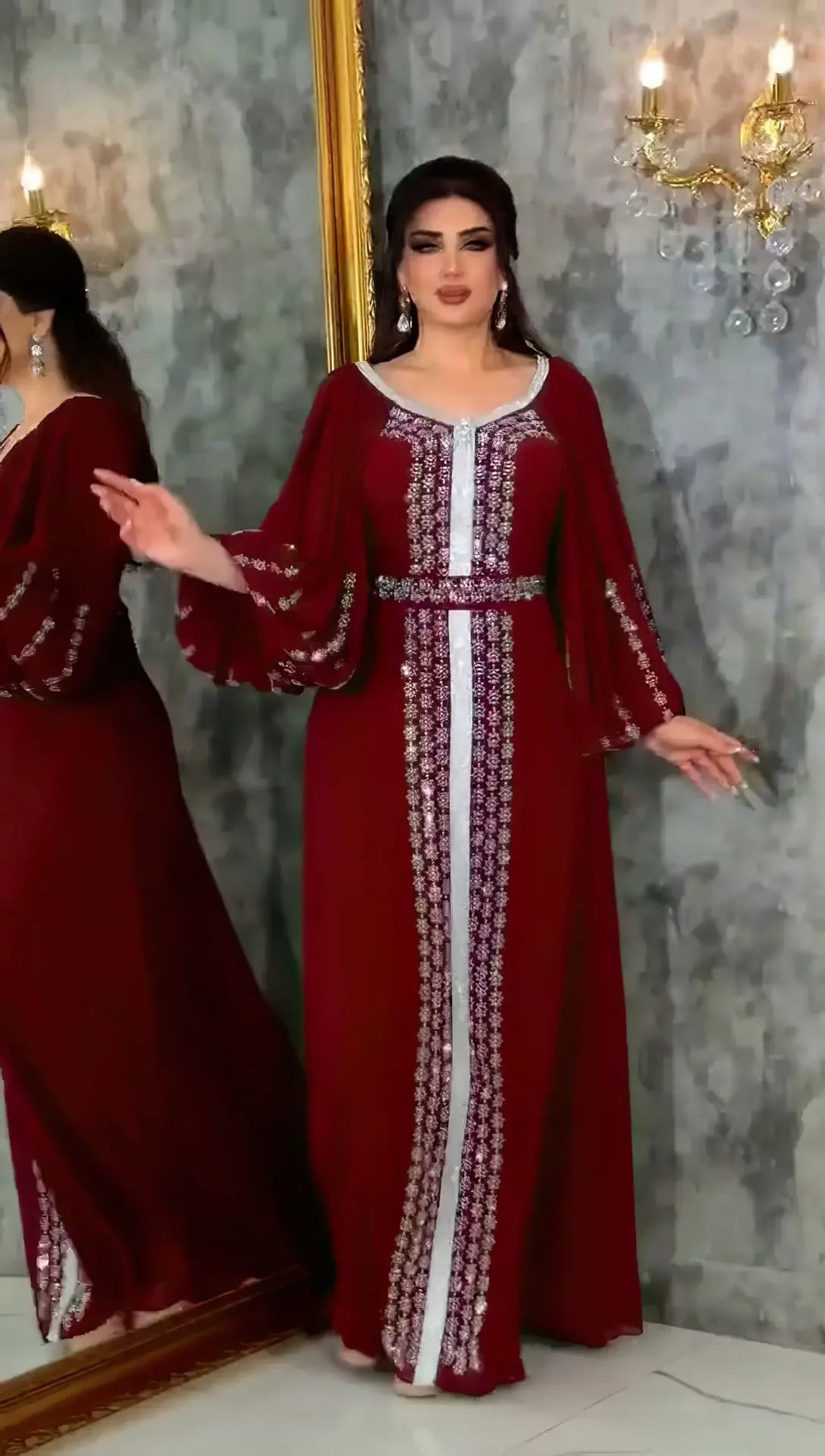 Muslim Dress Muslim Party Evening Dresses for Women Summer Muslim Half Sleeve O-neck Long Maxi Dress Gowns Kaftan Abaya Dubai