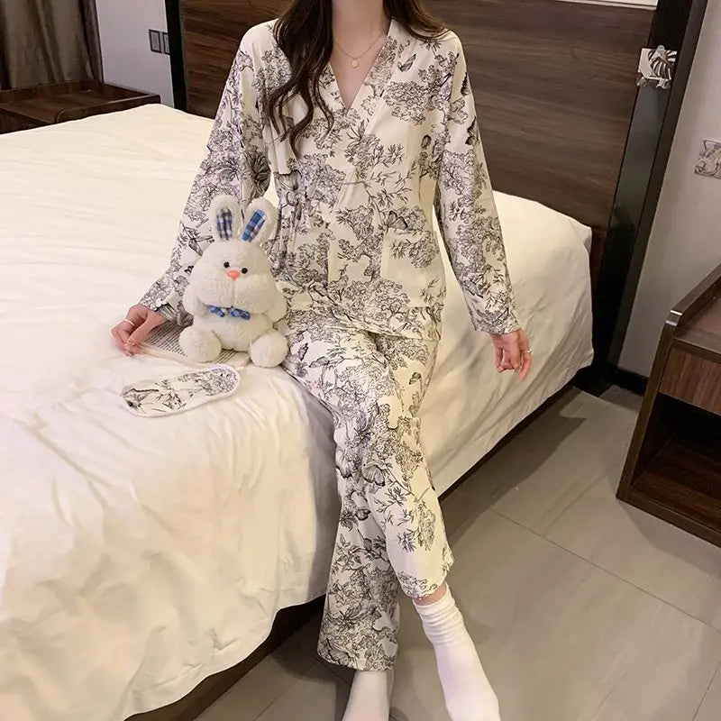 Sleeping Wear for Woman Pajamas Set Ensemble Pyjama Femme Ladies Pyjamas Femmes Sexy’ Homewear Home Set Female Pajama Women Suit