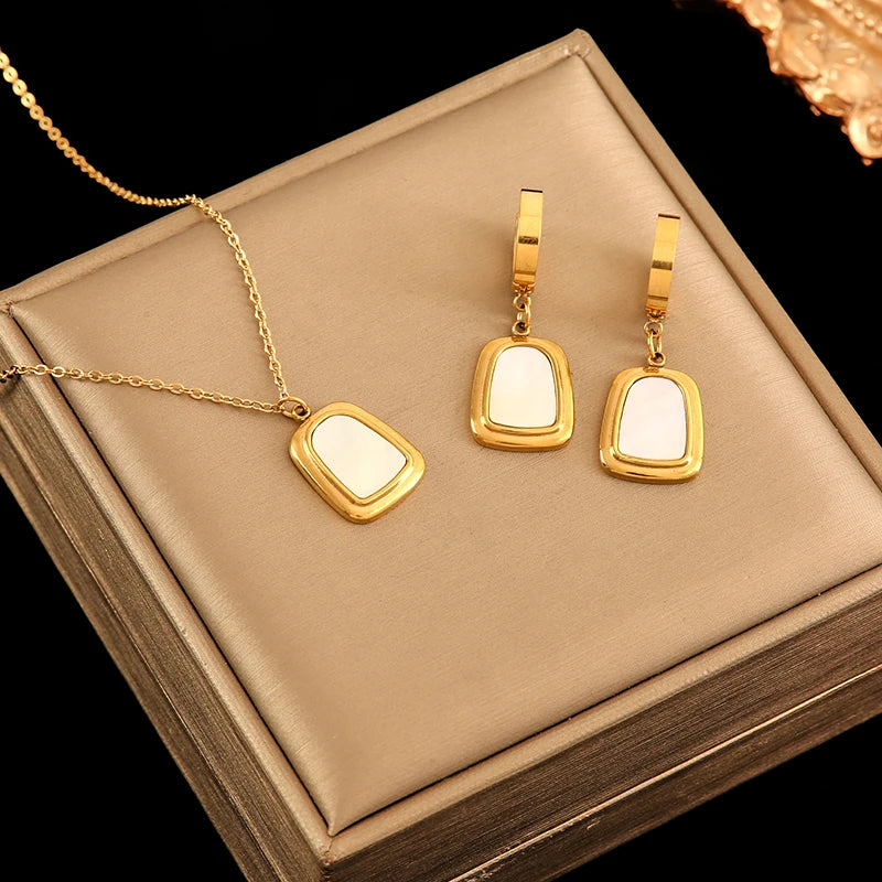 EILIECK 316L Stainless Steel Gold Color Heart Star Flower Necklace Earrings Set For Women Trendy Waterproof Jewelry Holiday Gift