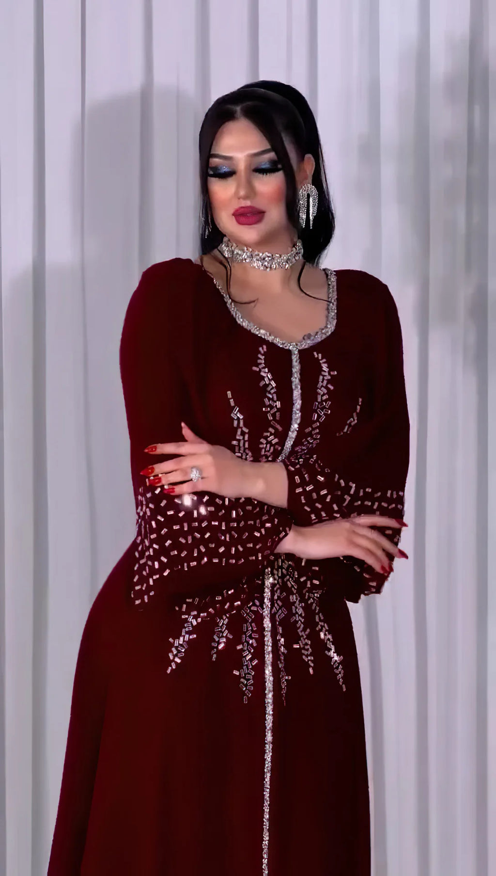 New 2025 Chiffon Diamonds Abayas for Women Luxury Dubai Abaya Turkey Kaftan Muslim Dress Djellaba Jalabiya Caftan Marocain Femme