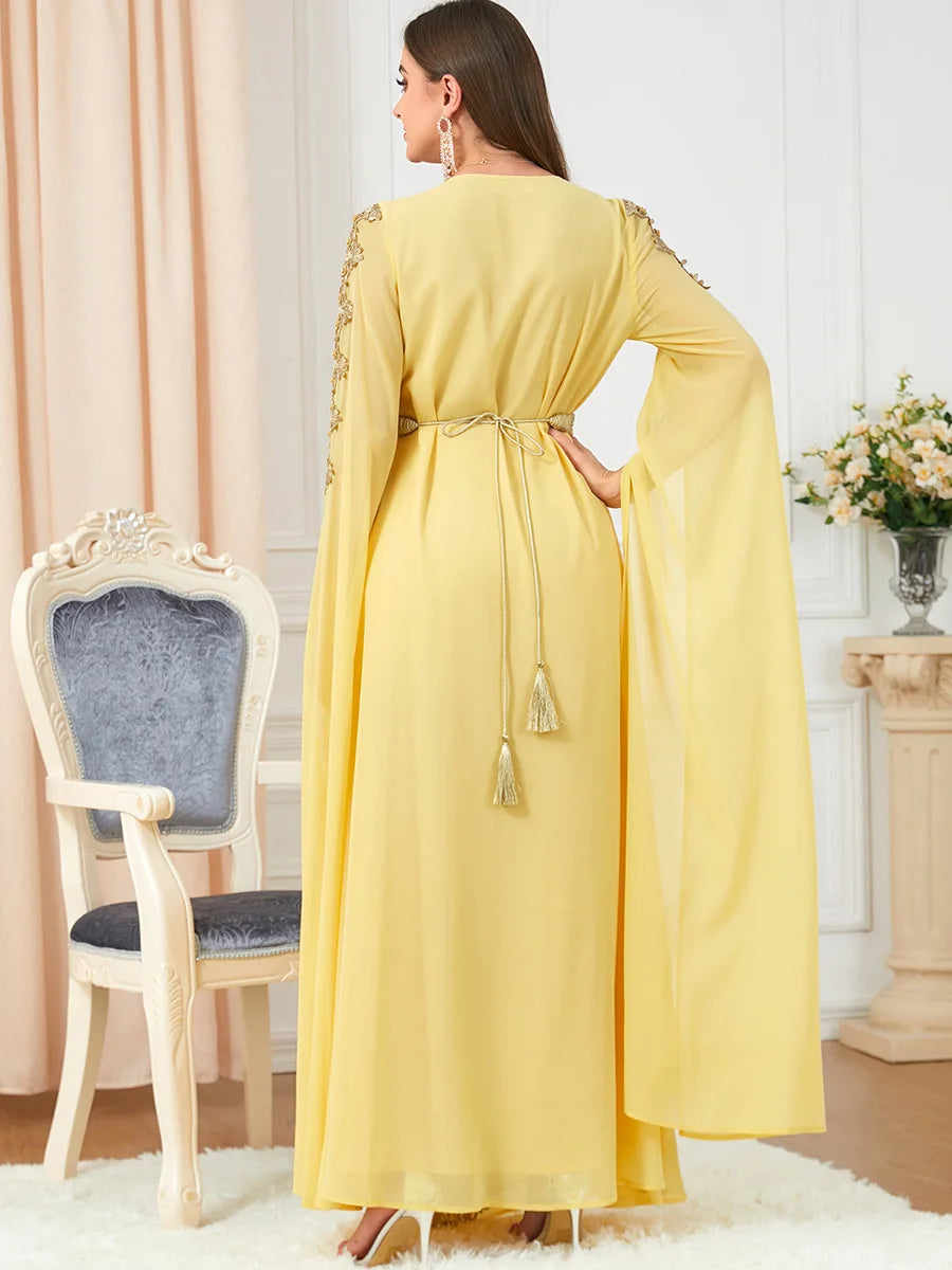 Autumn Morocco Dress Muslim Women Abaya Party Dresses Long Sleeve Abayas Dubai Turkey Islam Kaftan Robe Longue Vestidos Largos