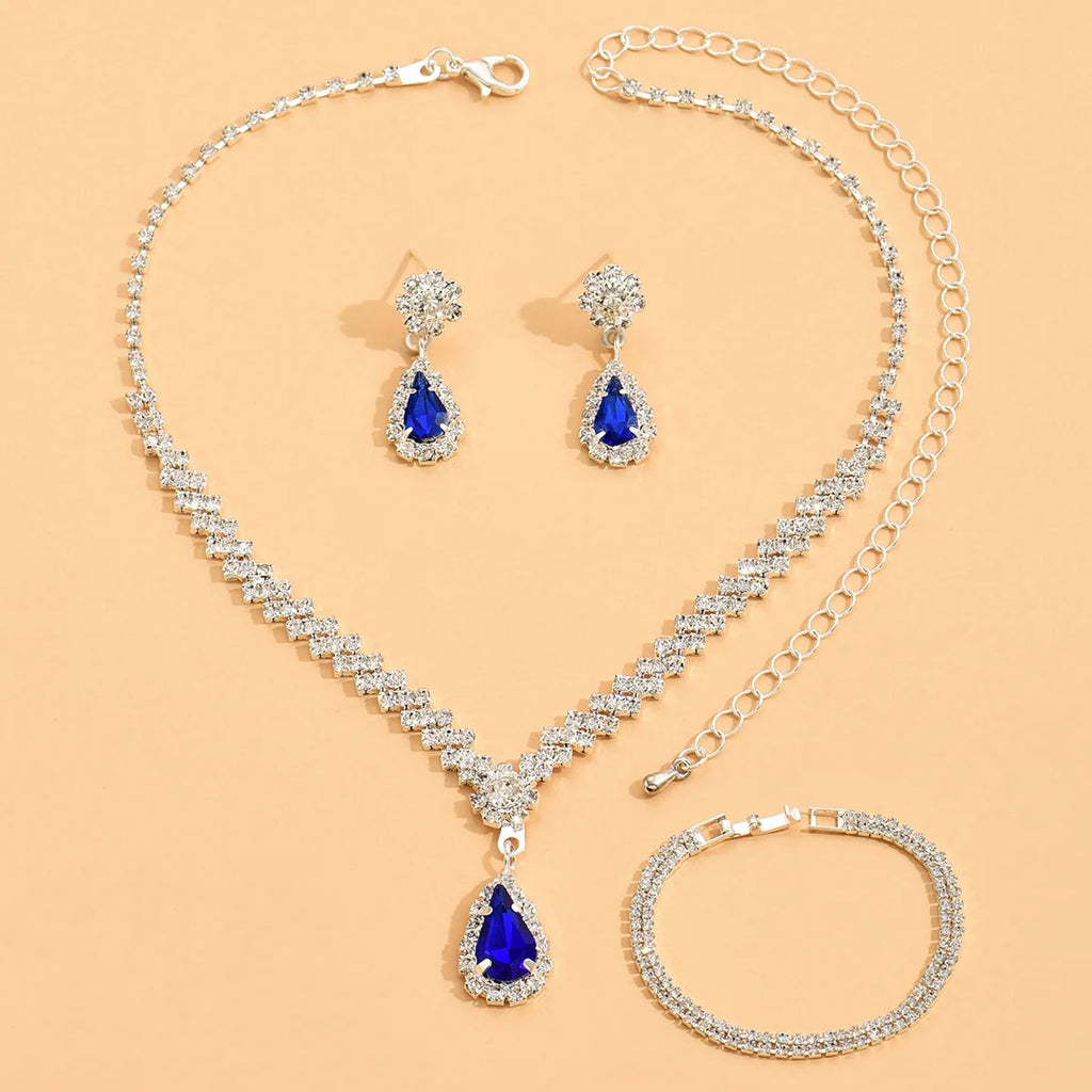 4 Pieces Of Women's Wedding Accessories, Earrings, Necklaces, Bracelets, Bridal Jewelry Sets, Banquet And Party Accessories-2910