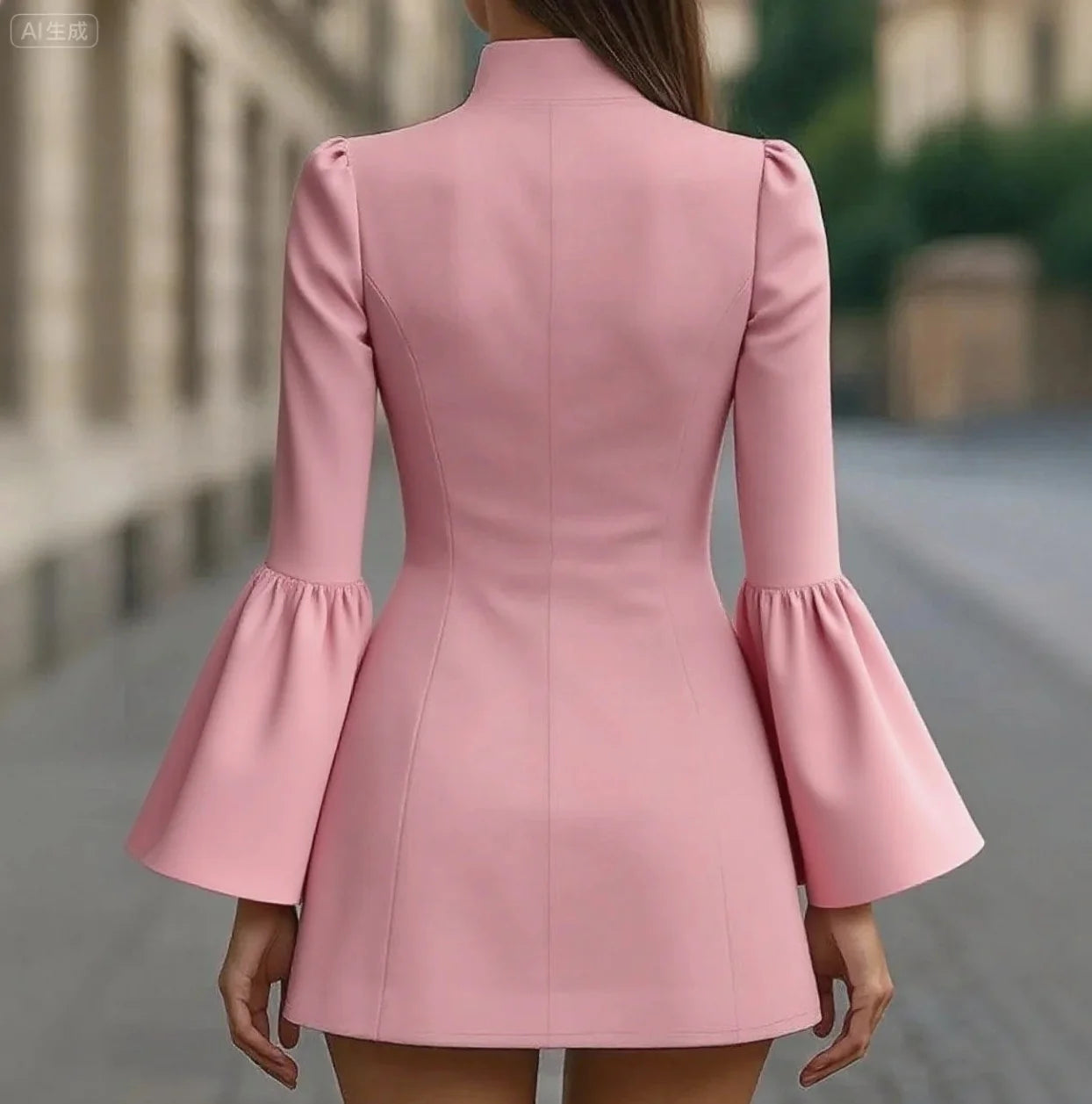 فستان بدلة بتصميم خريفي أنيق يجمع بين البساطة والعملية.