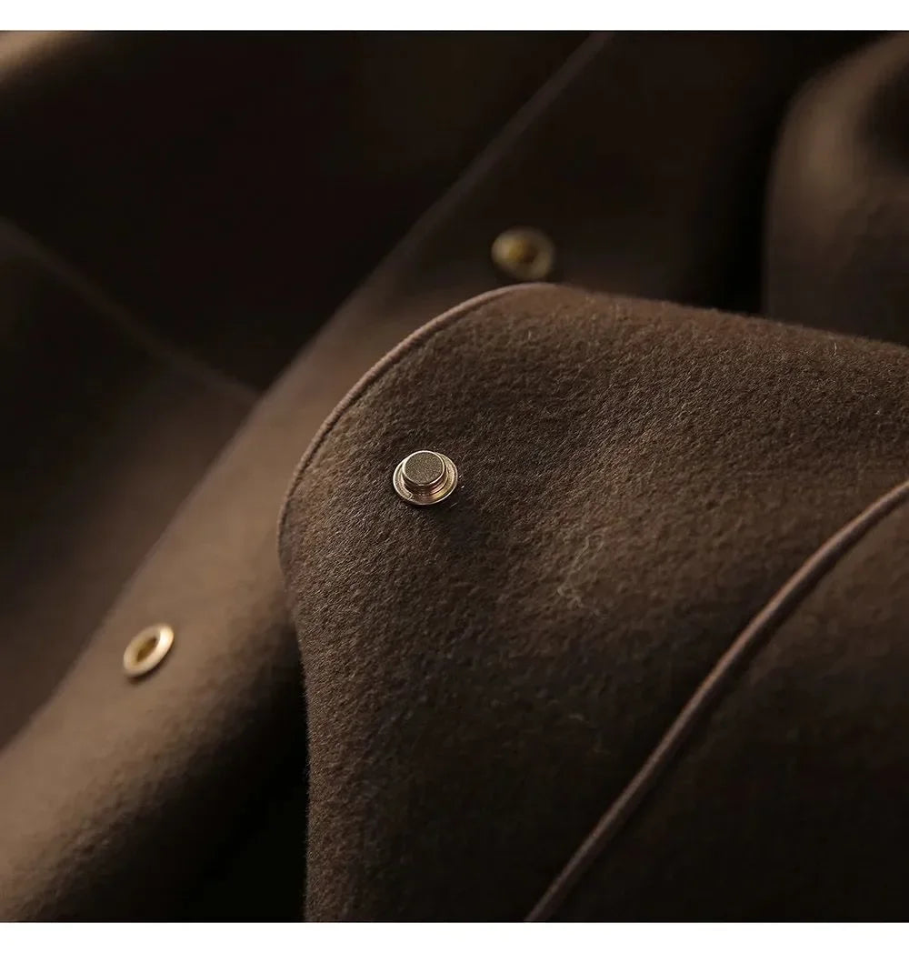 Double-Sided Woolen Short Coat Women's Suiting Jacket Autumn Winter New Style Turn-down Collar New Top Polyester Fiber