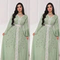 India Turkey Muslim Abaya Ramadan Eid Women Elegant Diamond Wedding Evening Party Dress Belted Jalabiya Gown Morocco Caftan Robe