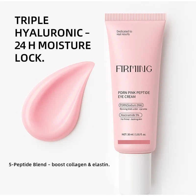 Korean PDRN Pink Peptide Eye Cream,Eye Contour Skin Firming Lifting Hydrating Brightening Care,Fade Fine Lines and Dark Circles