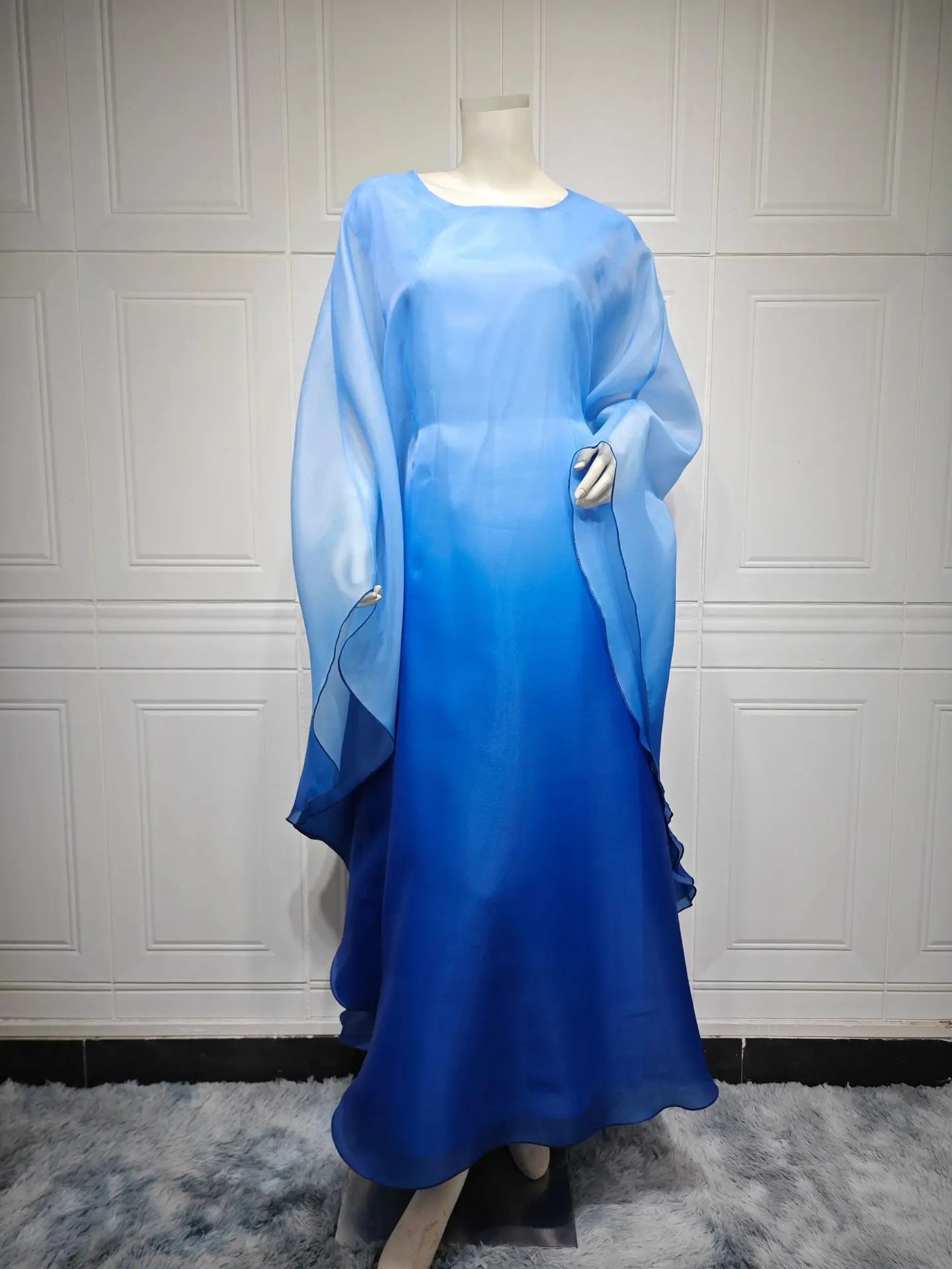Eid Arab Satin Muslim Party Dress for Women Bat Sleeve Abaya Jalabiya Long Dresses Morocco Kaftan Vestidos Ramadan Gown Robe