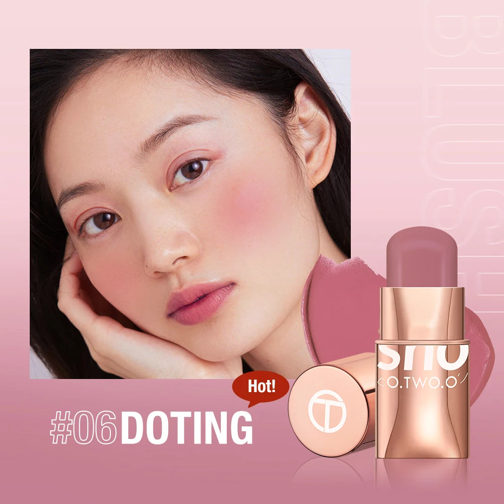 O.TWO.O Blush Makeup Stick High Pigmented Blusher Cream Sticks Waterproof Long-lasting Lip Cheek Eyess Cosmetics for Women