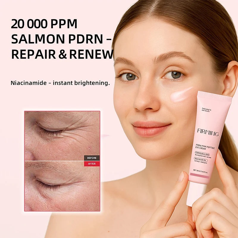 Korean PDRN Pink Peptide Eye Cream,Eye Contour Skin Firming Lifting Hydrating Brightening Care,Fade Fine Lines and Dark Circles