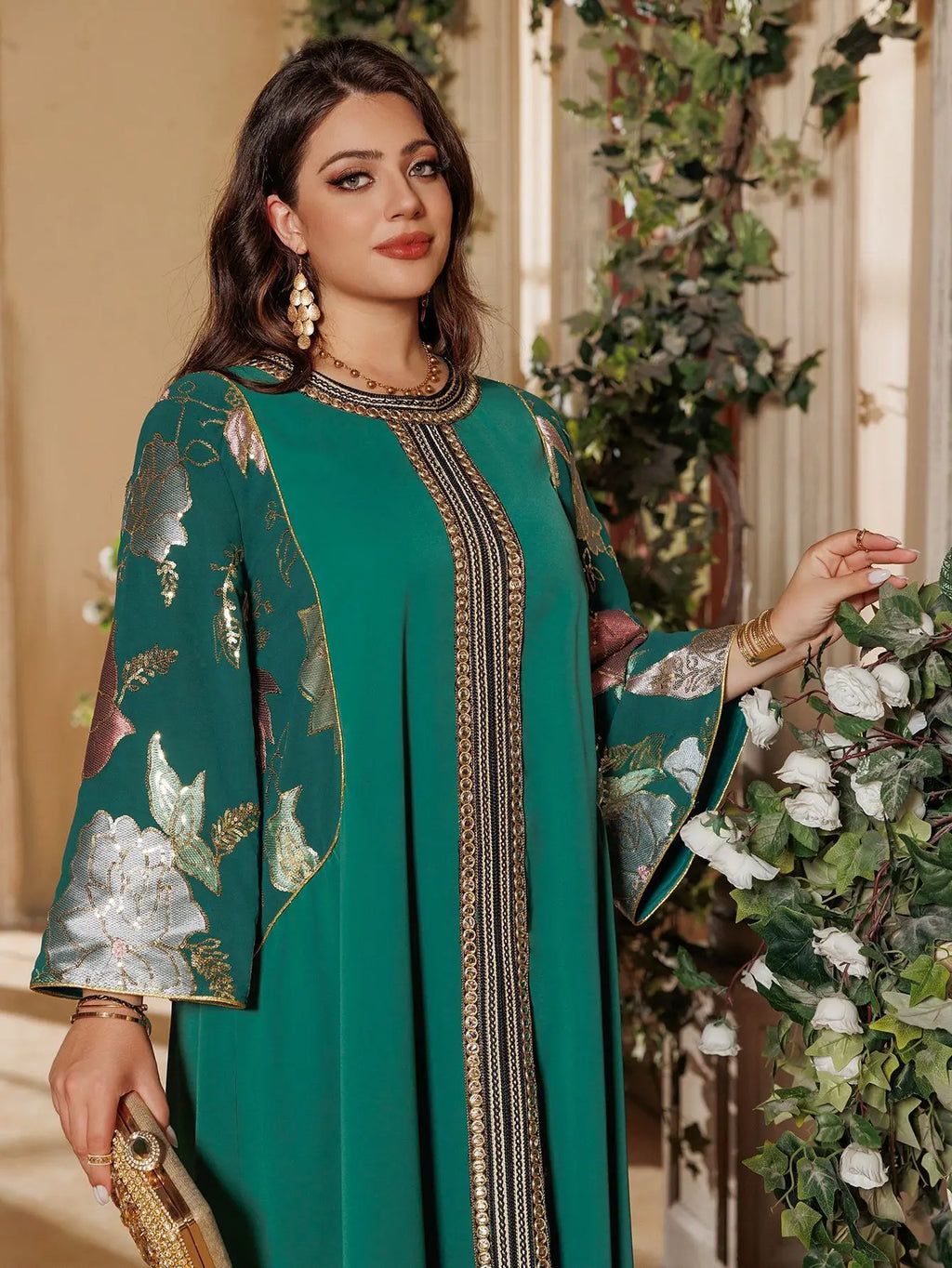 Muslim Women Sequin Embroidery Maxi Dress Dubai Abaya Turkey Kaftan Eid Djellaba Islam Jalabiya Robe Caftan Marocain Femme 2025