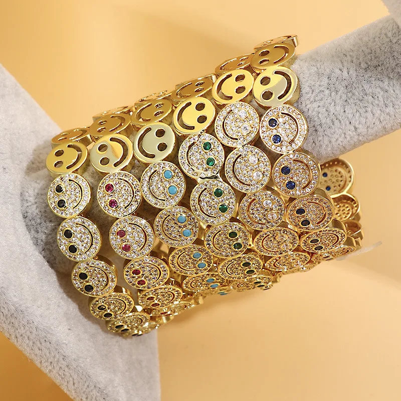 ZAKOL Luxury Shiny Micro-set Cubic Zirconia Round Face C-shaped Open Bracelet for Women Men Gifts Jewelry Accessories