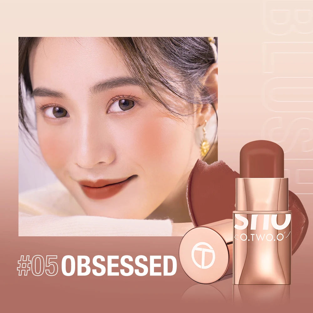 O.TWO.O Blush Makeup Stick High Pigmented Blusher Cream Sticks Waterproof Long-lasting Lip Cheek Eyess Cosmetics for Women