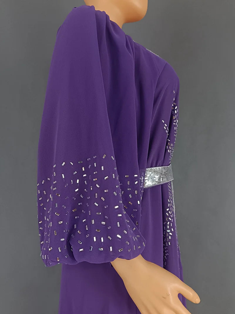 New 2025 Chiffon Diamonds Abayas for Women Luxury Dubai Abaya Turkey Kaftan Muslim Dress Djellaba Jalabiya Caftan Marocain Femme