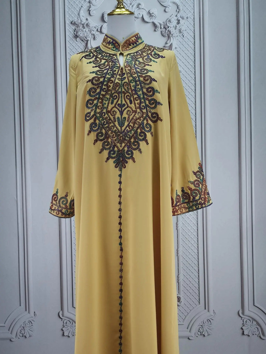 Uni Embroidery V-Neck Long Dress Dubai Arab Abaya For Muslim Woman Loose Moroccan Saudi Ethnic Jalabiya Fashion Robe 2026