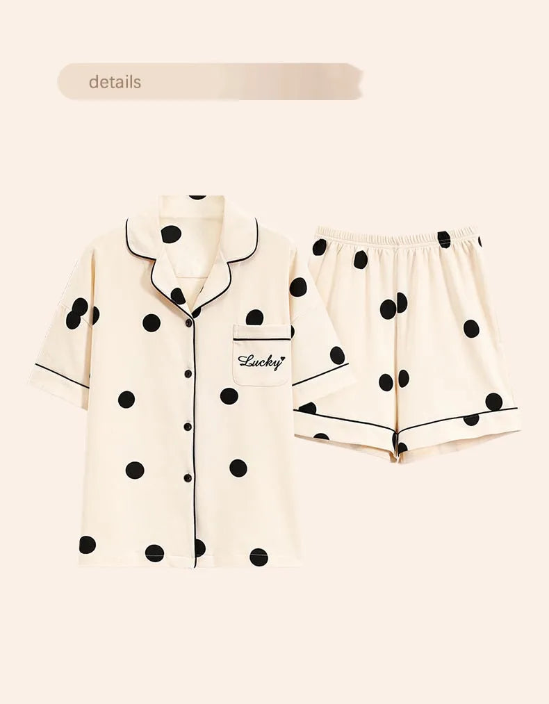 Dropshipping Female Pijamas Cartoon Summer Short Women Pajamas Sleeve Shorts Nightwear Sweet Sleepwear Pyjamas Woman Home Suit