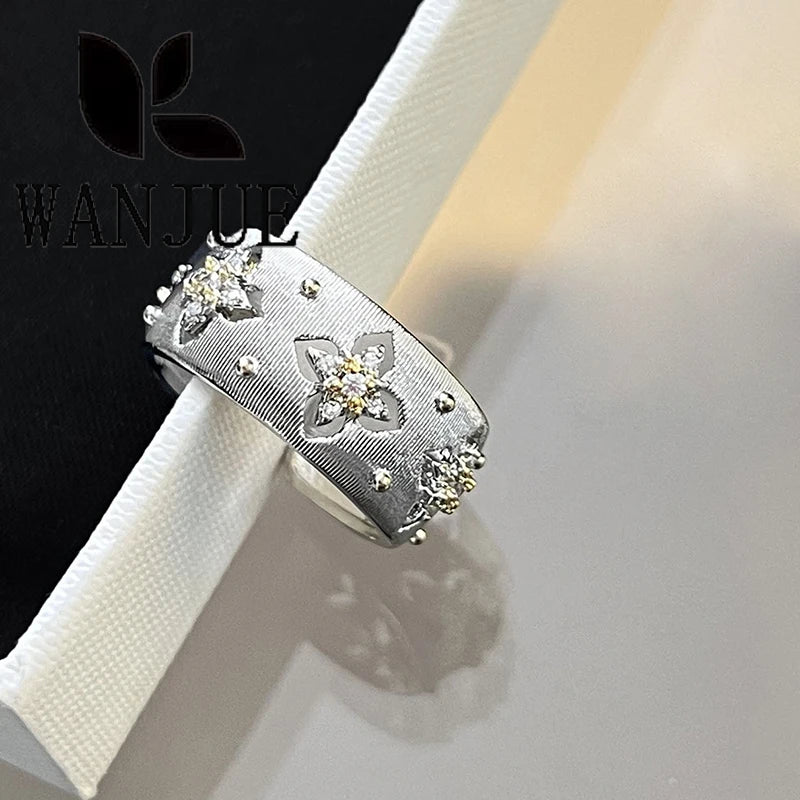 Italian hand-brushed craftsmanship palace style retro women's ring bracelet necklace earring set fashion romantic party gift