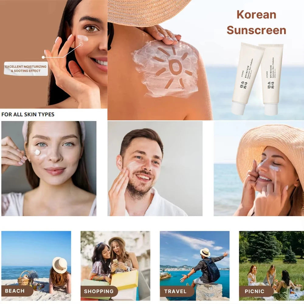 واقي الشمس بروبيوتيك من الأرز الكوري SPF50+ يقدم حماية فعالة وعالية ضد أشعة الشمس الضارة، مع تركيبة مرطبة وناعمة تحافظ على توازن البشرة.