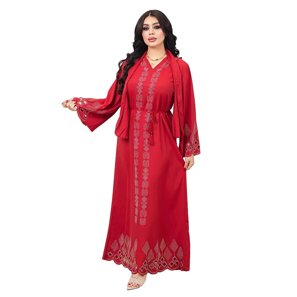 Elegant Dubai Luxury Diamonds Abaya Women Muslim Evening Party Dress Turkey Kaftan Eid Djellaba Ramadan Islam Jalabiya Vestidos